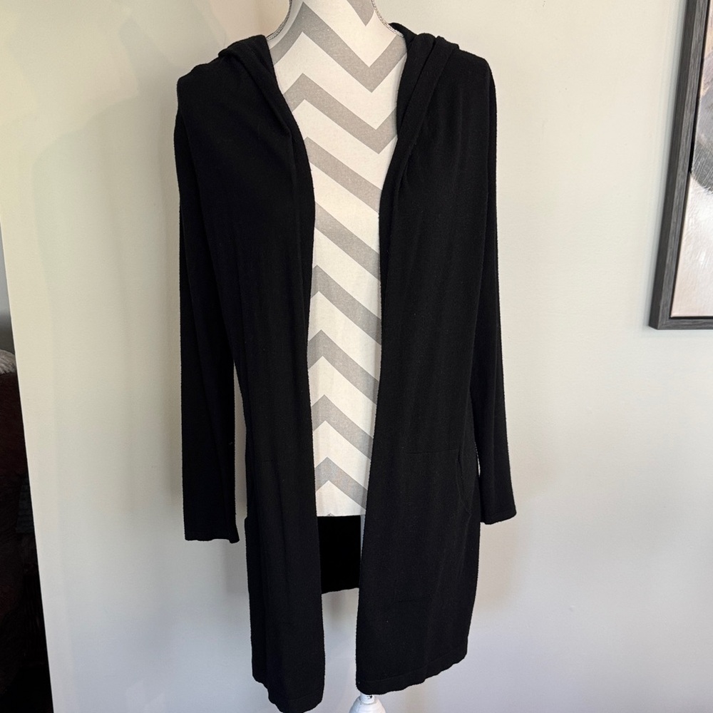 Cyrus Black Hooded Open Cardigan